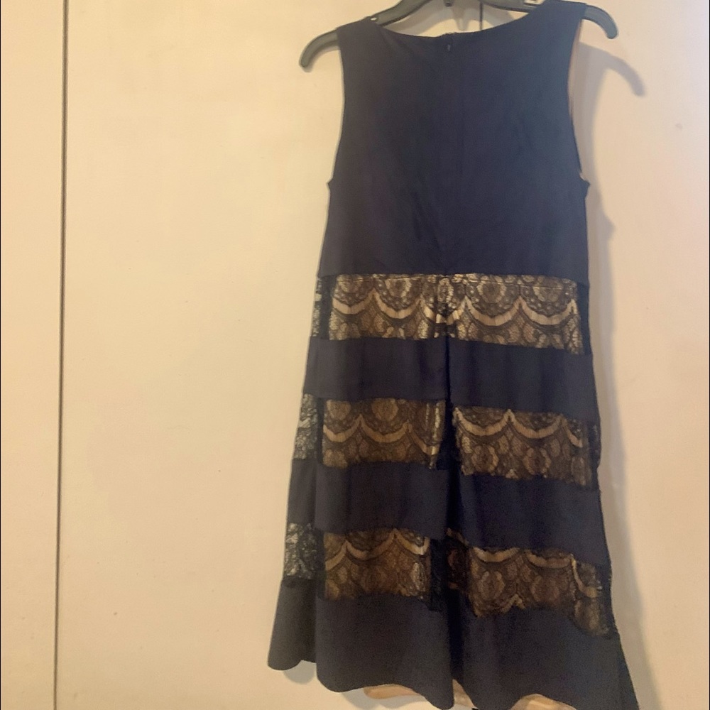 Beautiful silk over satin inlay dress. Dark blue with gold satin.  Feels so good